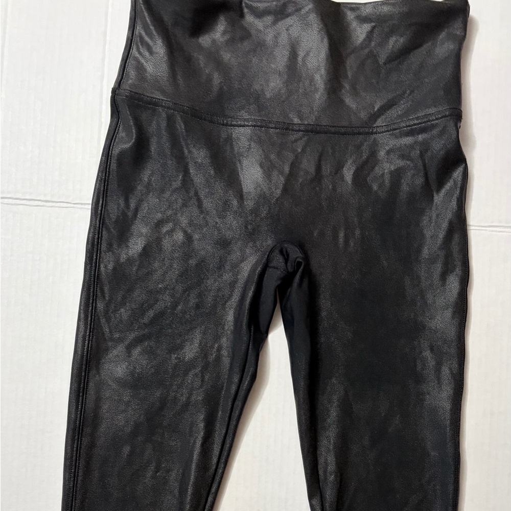 Spanx Black Faux Suede Leggings Medium‎ High Rise Shaping